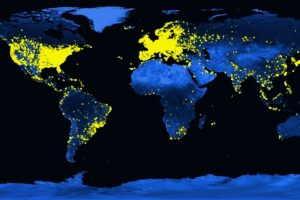 World map showing global distribution of Folding@home users from Nature Chemistry 13:651–659, 2021 paper.
